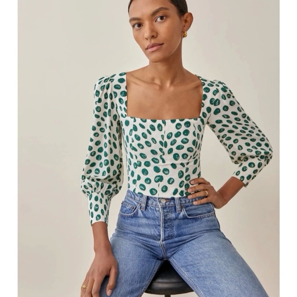 Reformation Calla Print Top size 12 in Tapioca